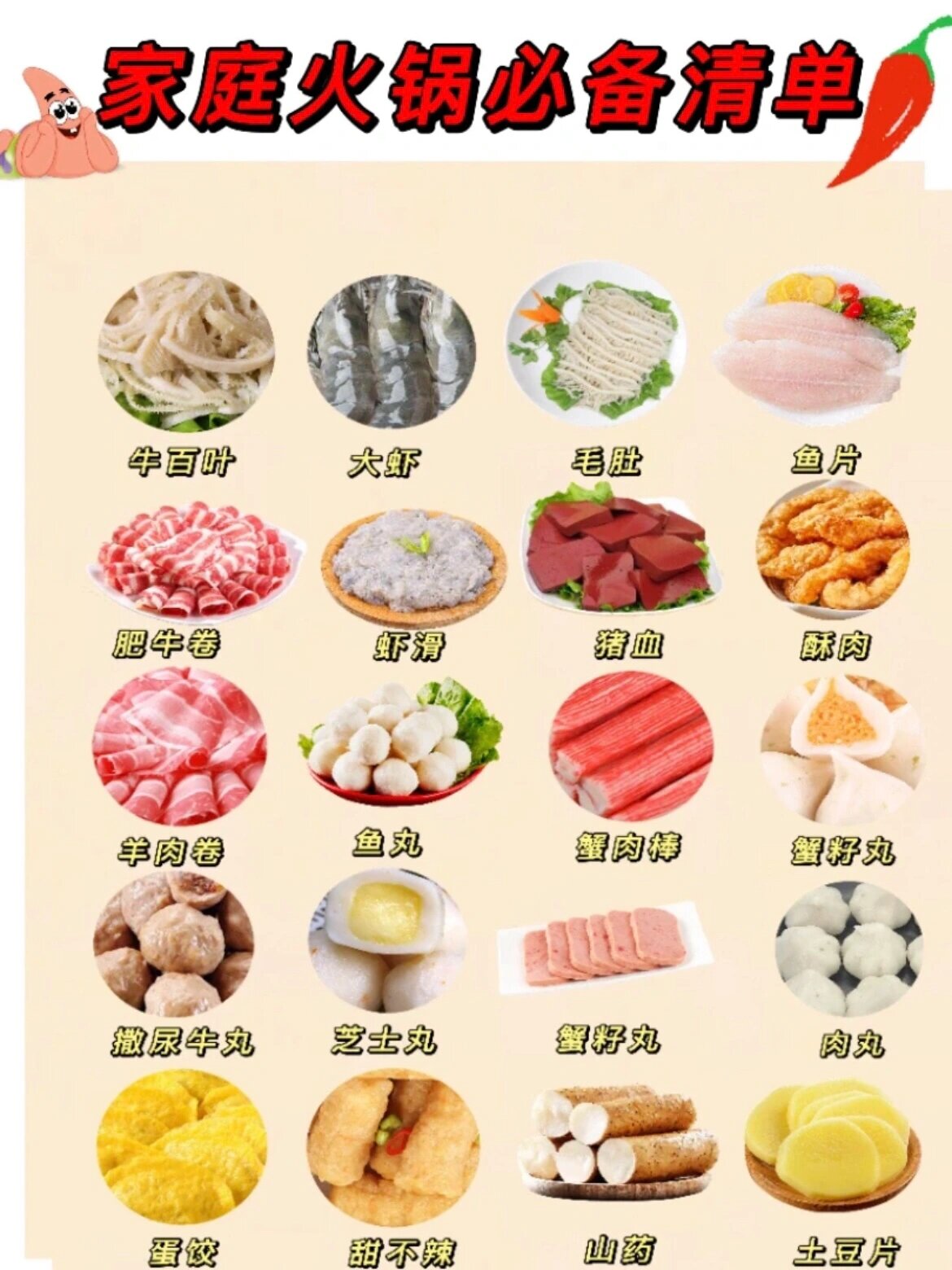 家庭版火锅食材清单,不知道吃啥照着买!