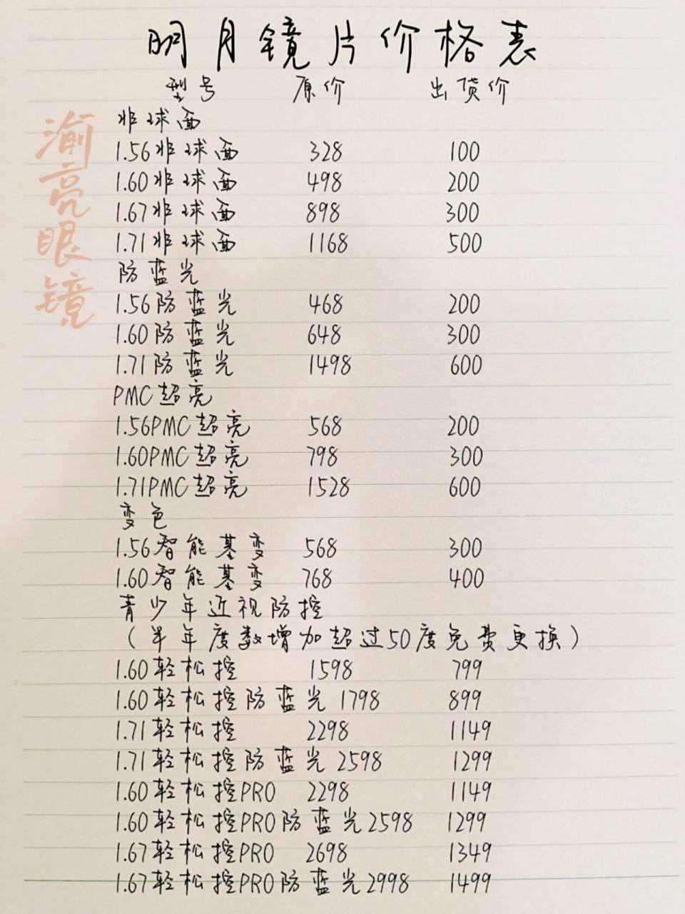 明月镜片99收藏住了,超过这个价格不要买 166重庆观音桥线下实体