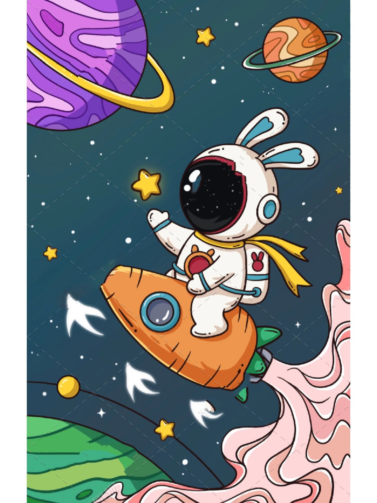 兔兔宇航员 兔兔宇航员的一个系列 可授权 	 工具:procreate 笔刷