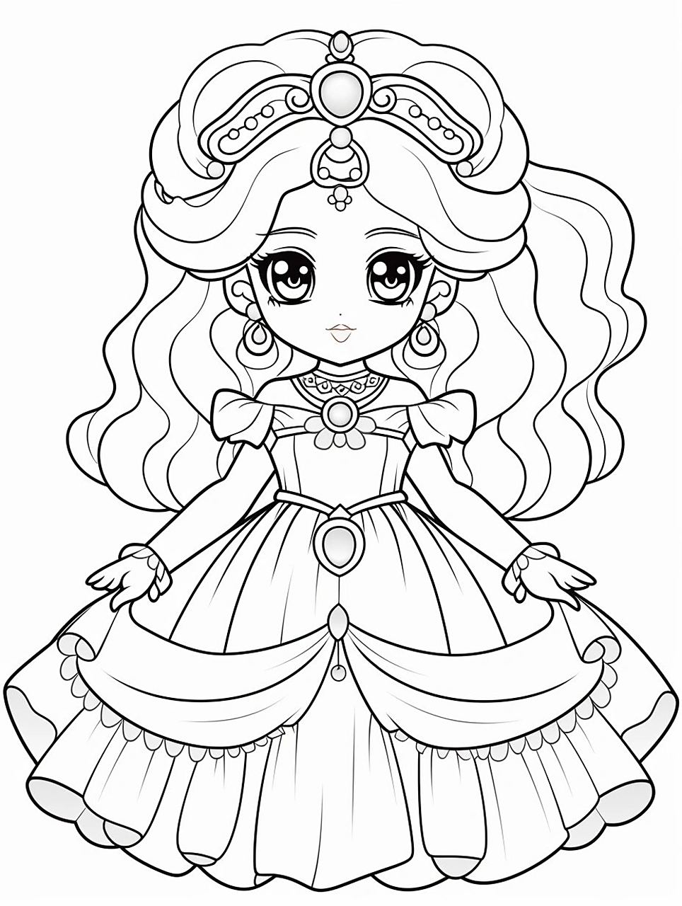 儿童涂色线稿|公主系列(2)|可打印 每个女孩心中都住着一个公主 78