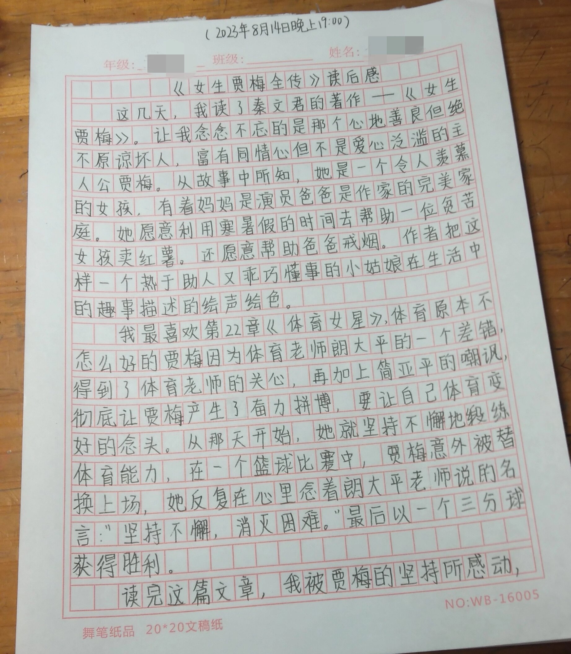 《女生贾梅》全传读后感