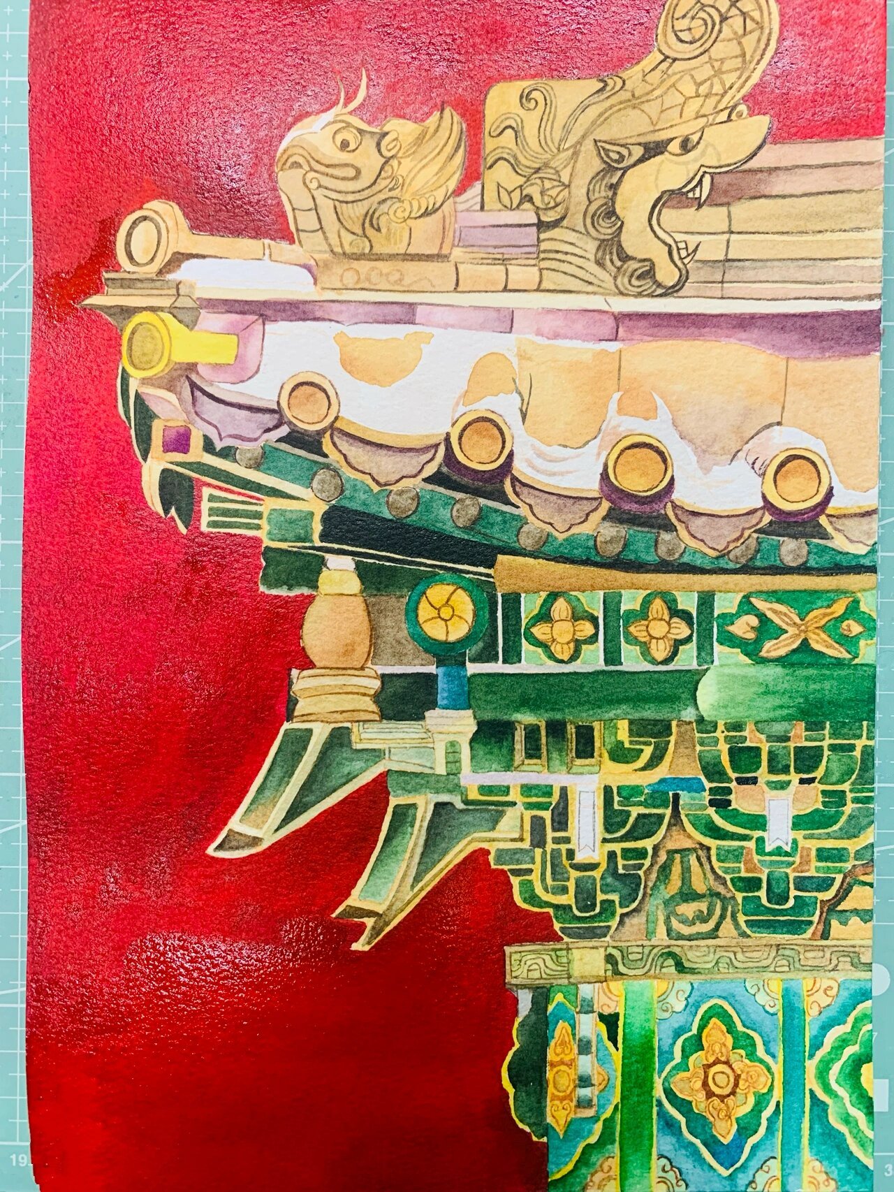 国风水彩——故宫(含线稿步骤