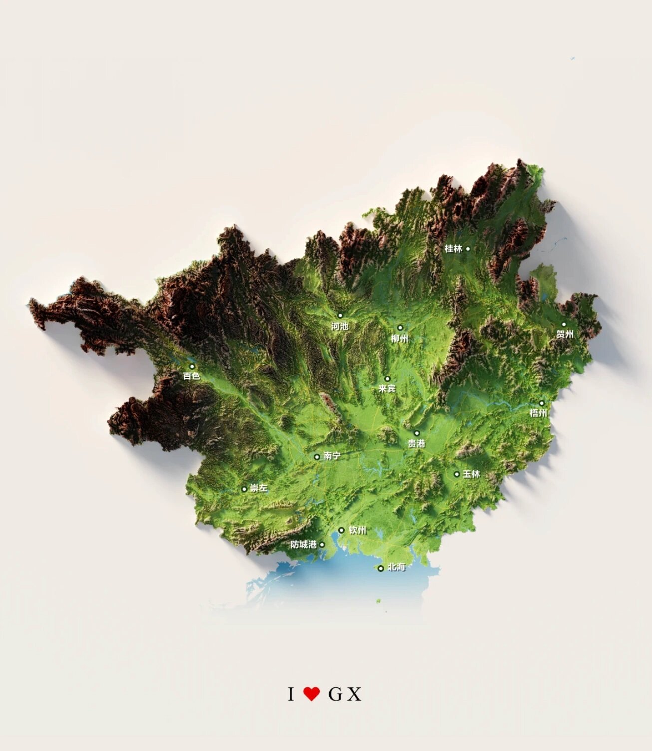 广西省地形图