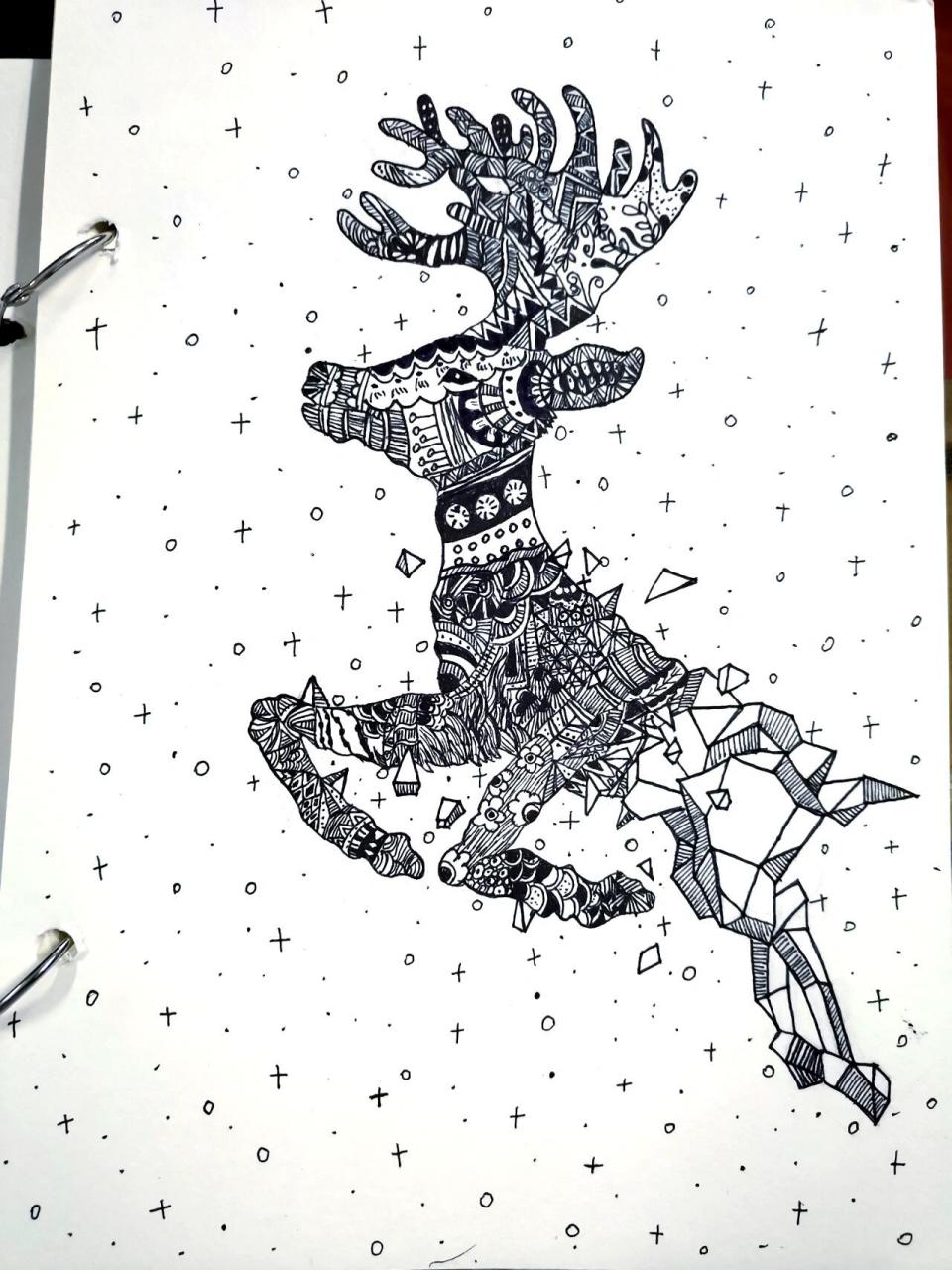 点线面黑白装饰画【麋鹿】 临摹