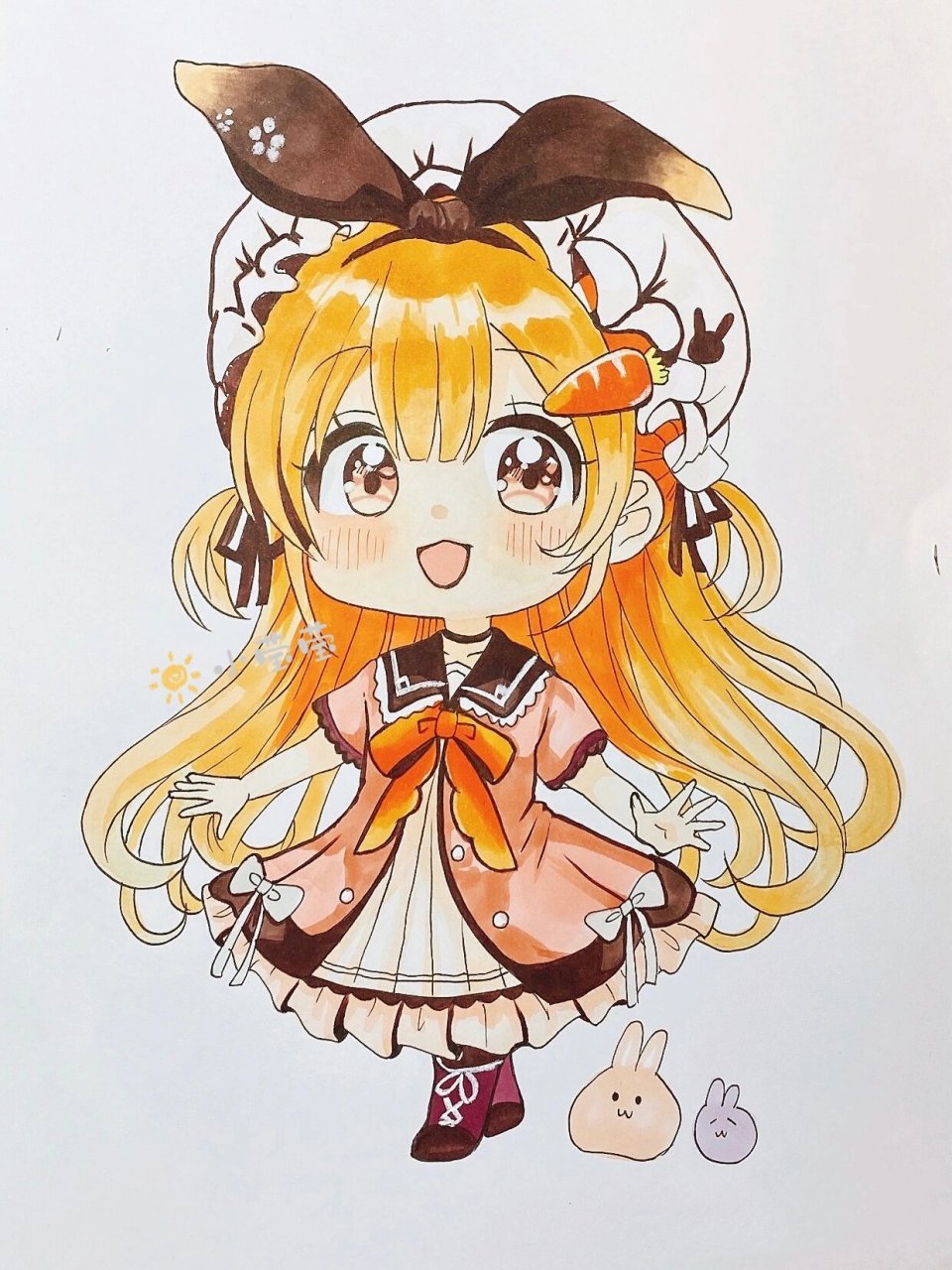 q版动漫手绘临摹-可爱萝卜(附线稿及步骤)         出自:糖果童话风