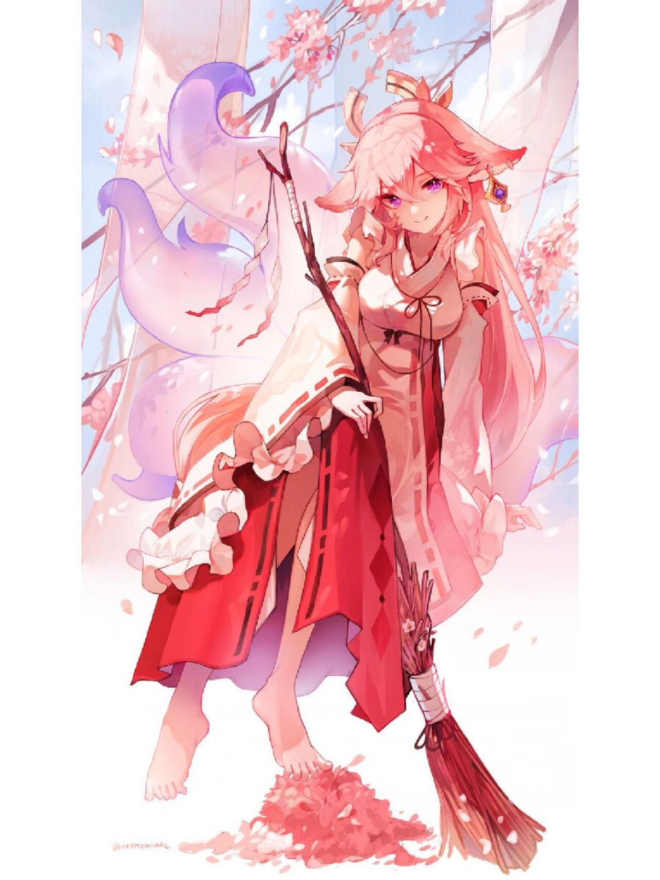 二次元美图|《原神》八重神子 作品整理自pixiv,侵删～ p1画师:yong