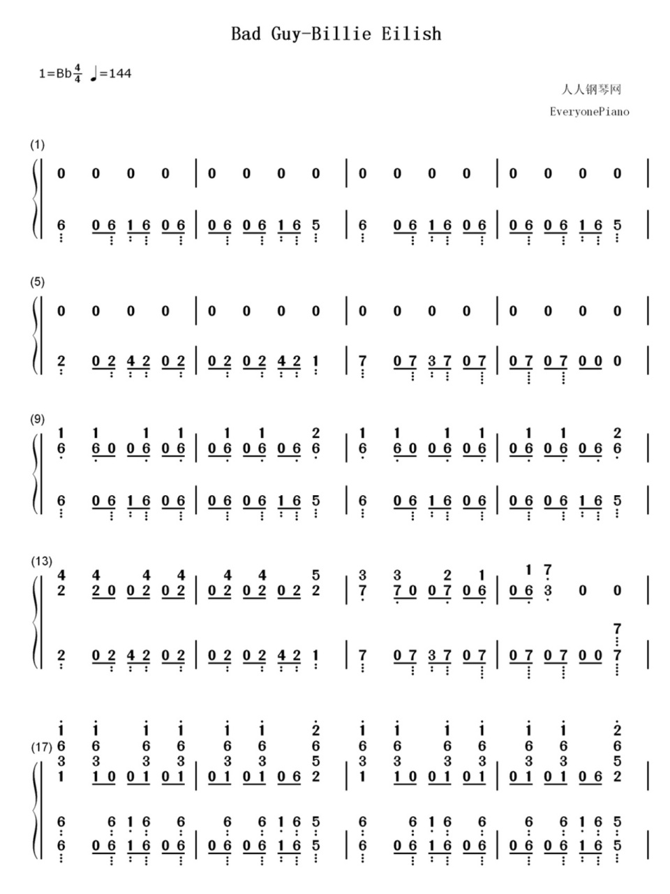 bad guy 简谱