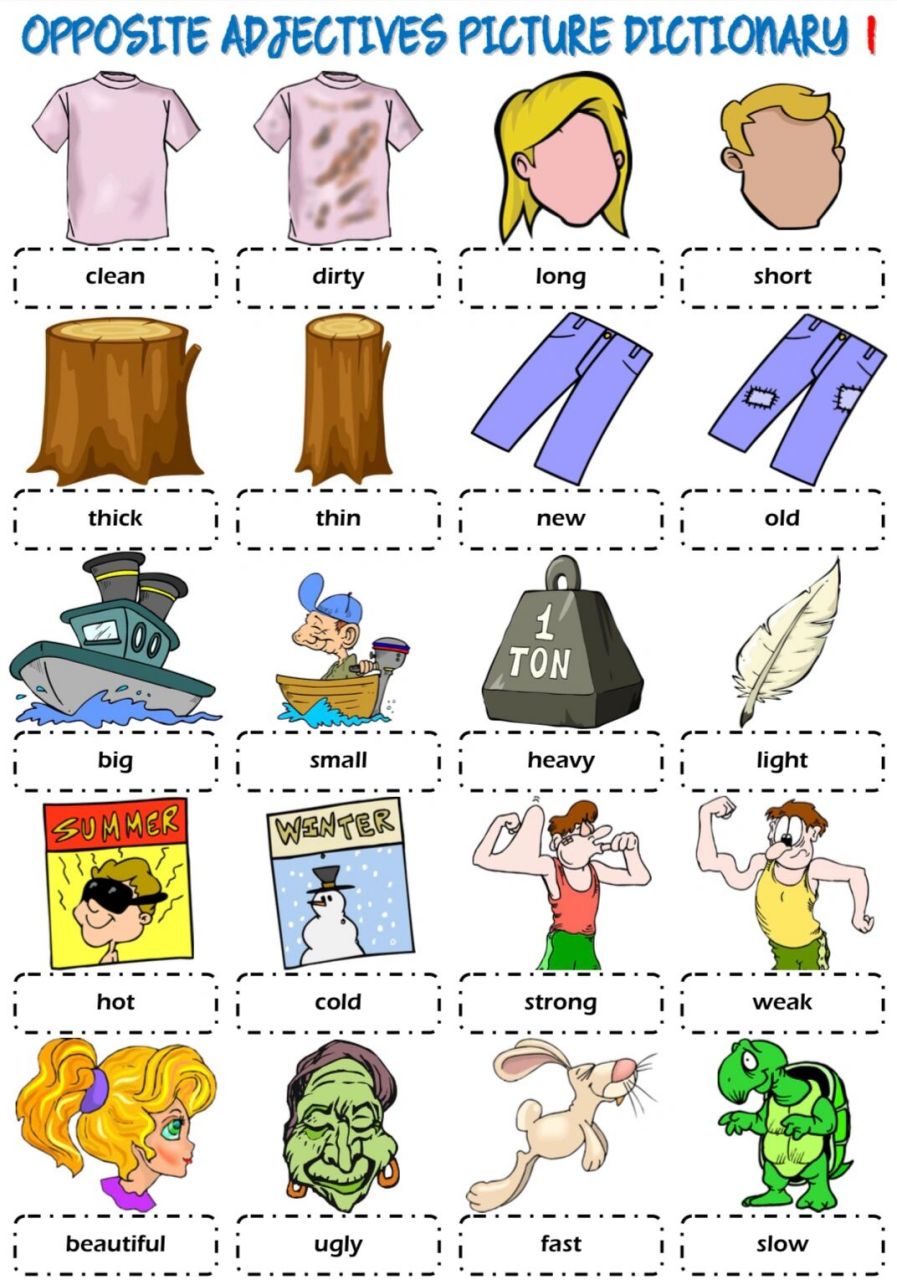 幼儿英语启蒙#反义形容词opposite adj   反义形容词图片单词  for