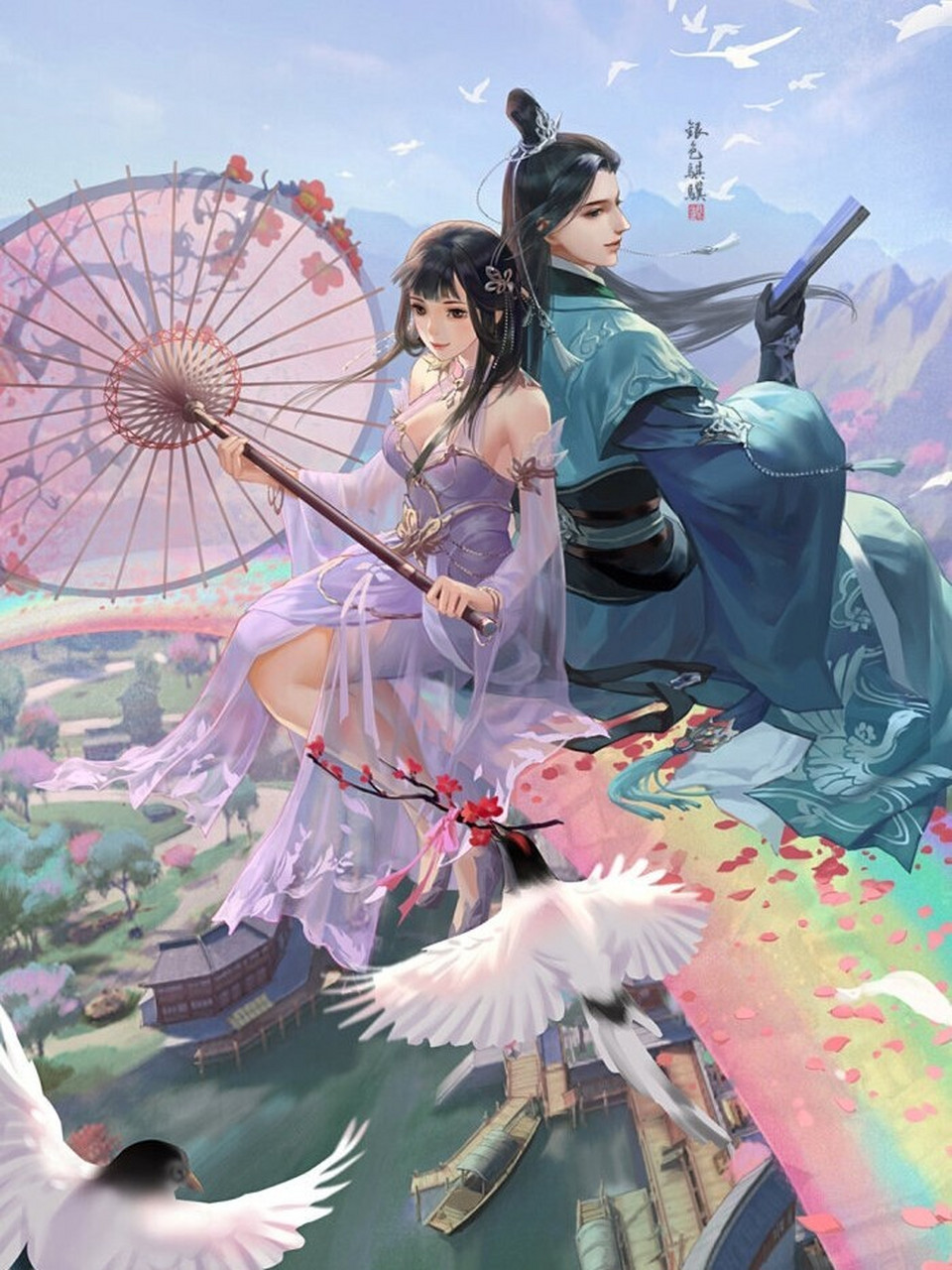 古风情侣(14)背靠背