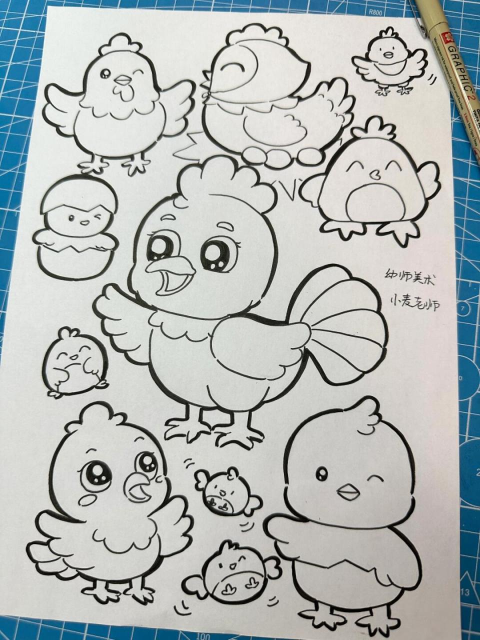 母鸡,公鸡96简笔画,卡通 部分参考于网络 幼师考编|幼师编制|儿童画