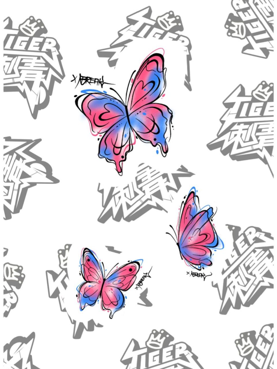 适合女生的彩色蝴蝶纹身手稿|杭州纹身 再画一个蝴蝶不画蝴蝶了[害羞]