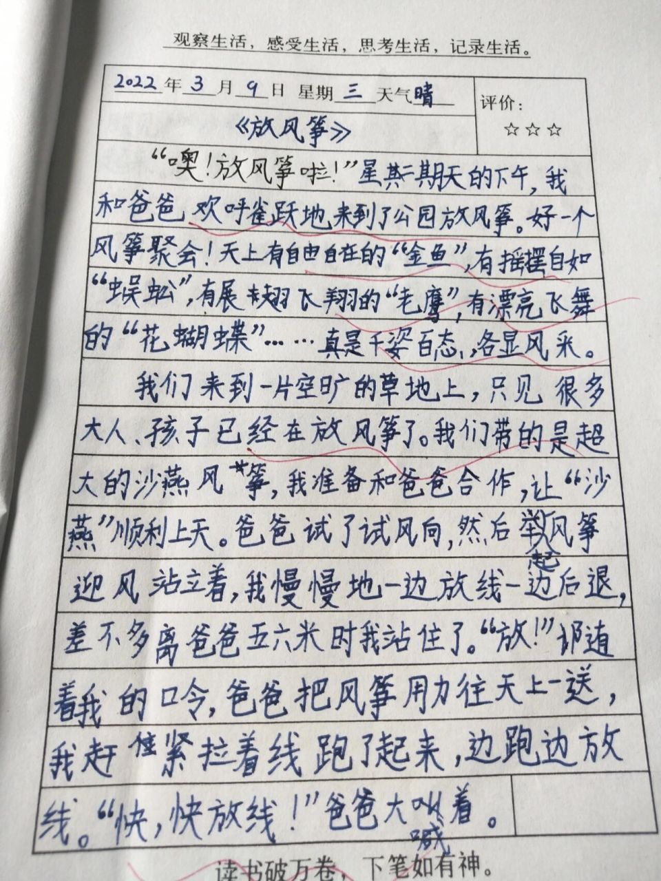 小学生350字作文《放风筝》