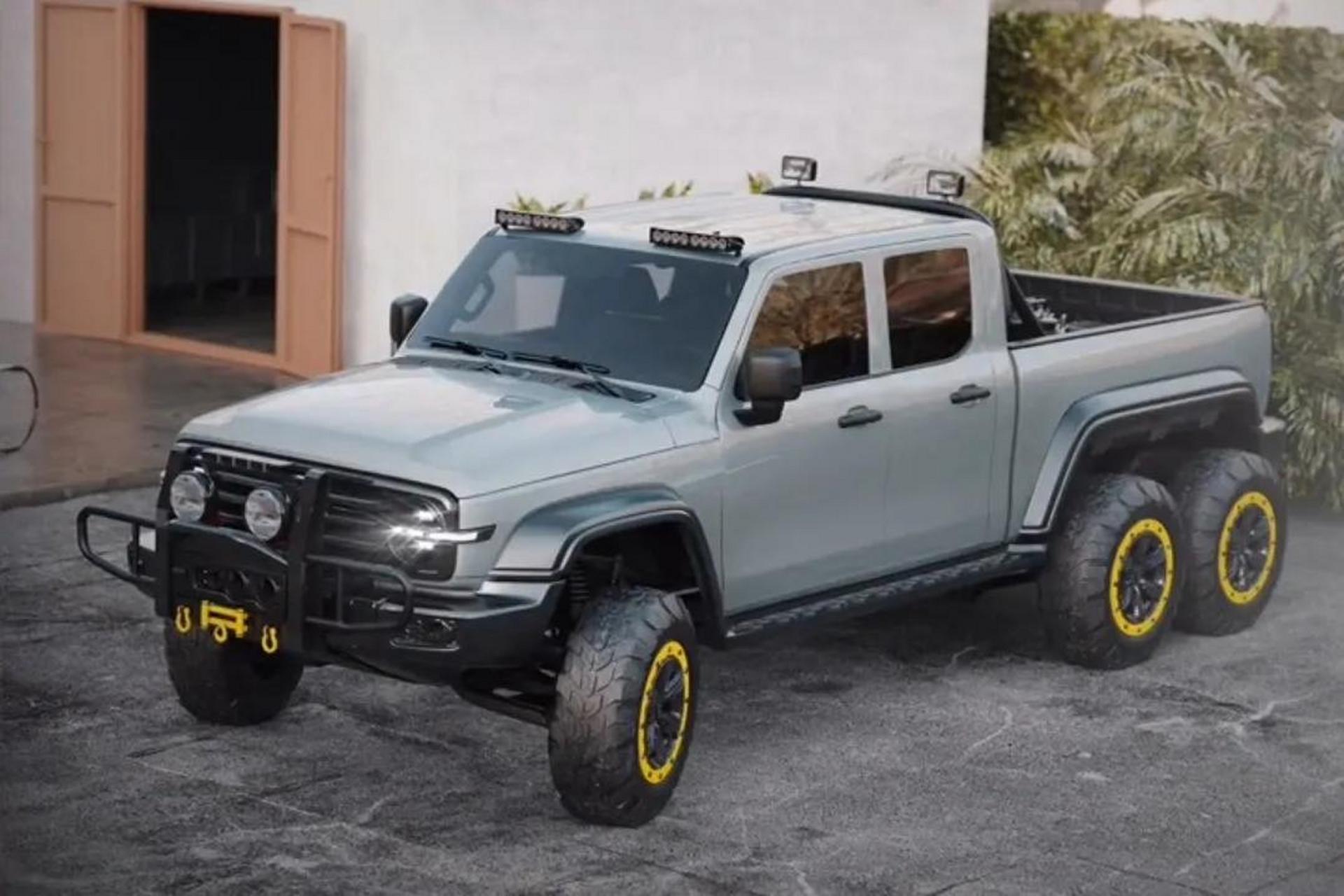 6轮驱动的坦克300皮卡车震撼来袭,奔驰g63 6x6来了也要让三分.