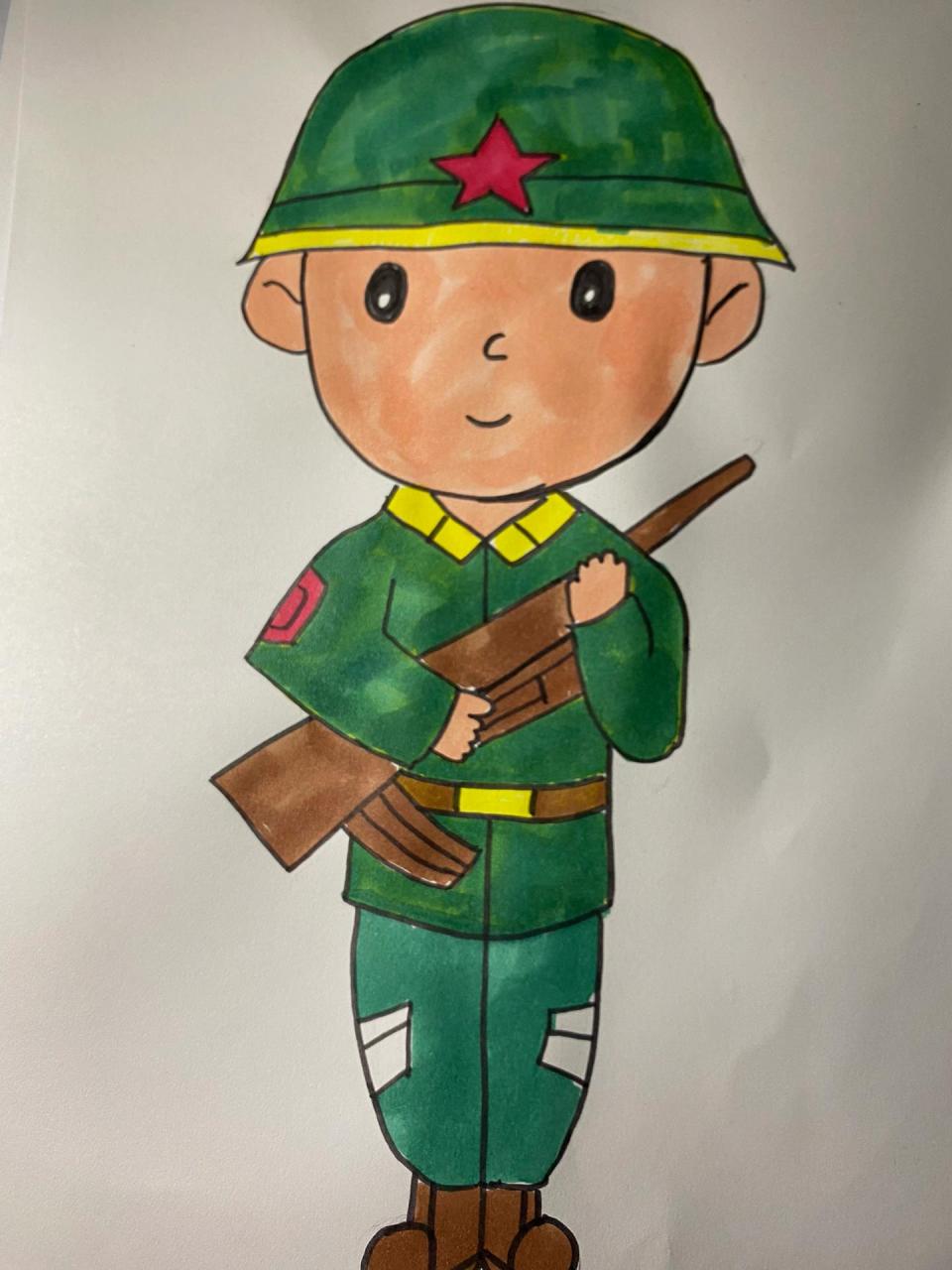 军人简笔画儿童图片