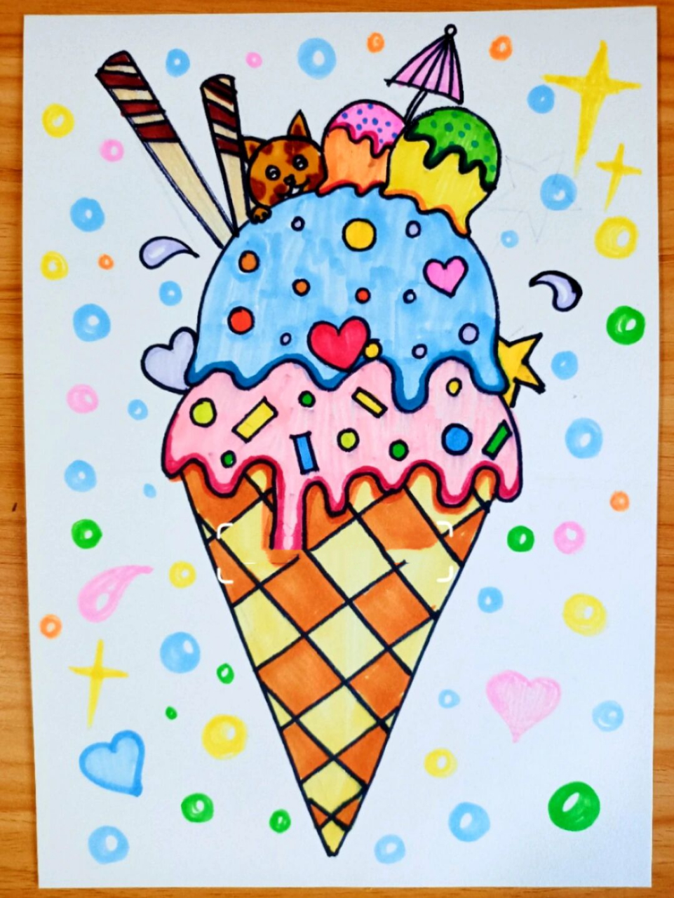 画冰淇淋简笔画彩色图片