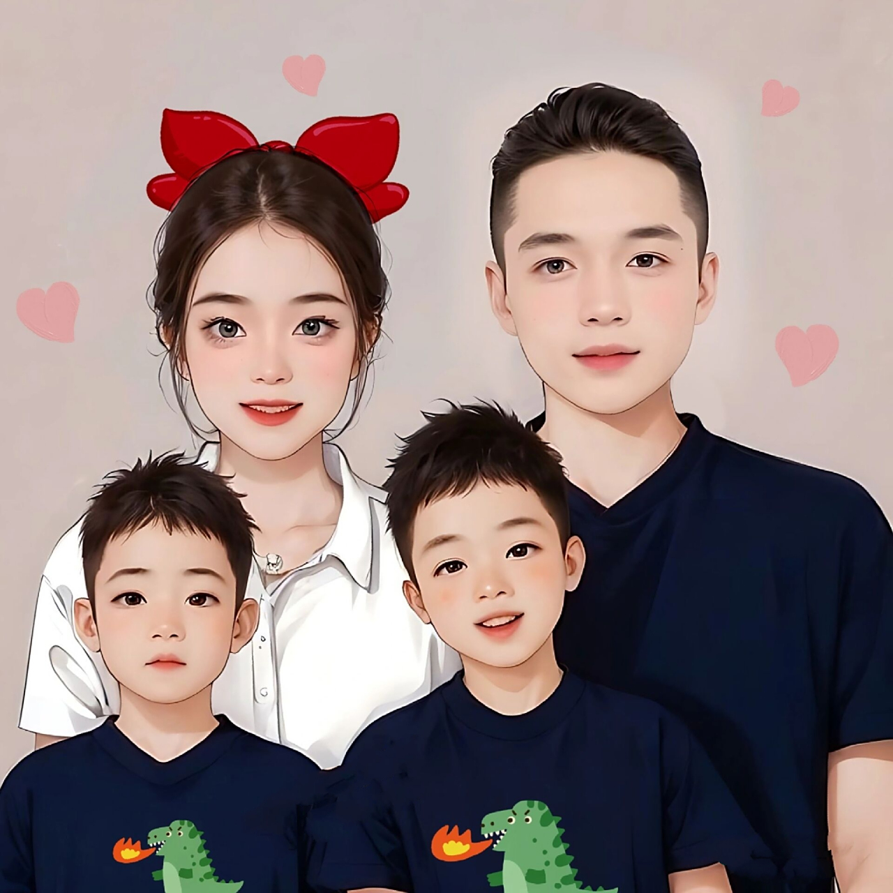 亲子头像93一家四口两个儿子头像来喽 原创头像仅限个人头像使用哦