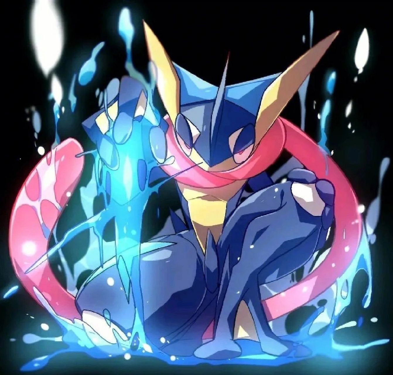 宝可梦高清手机壁纸(甲贺忍蛙) 它的红色围巾居然是舌头!