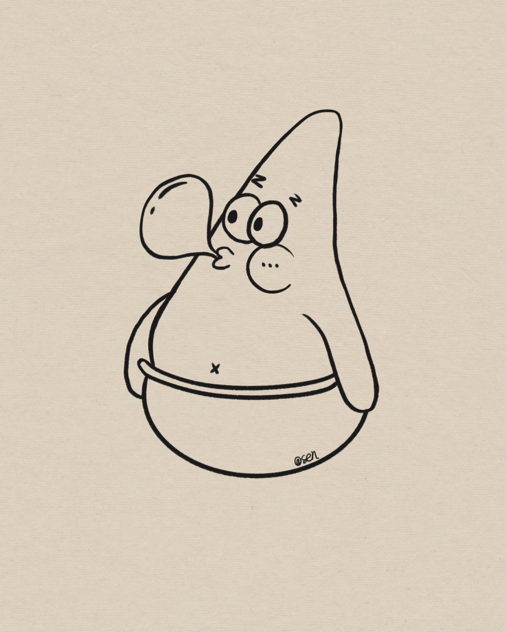 派大星不倒翁简笔画教程|附过程 新年首幅简笔画还是我坠爱的派大星