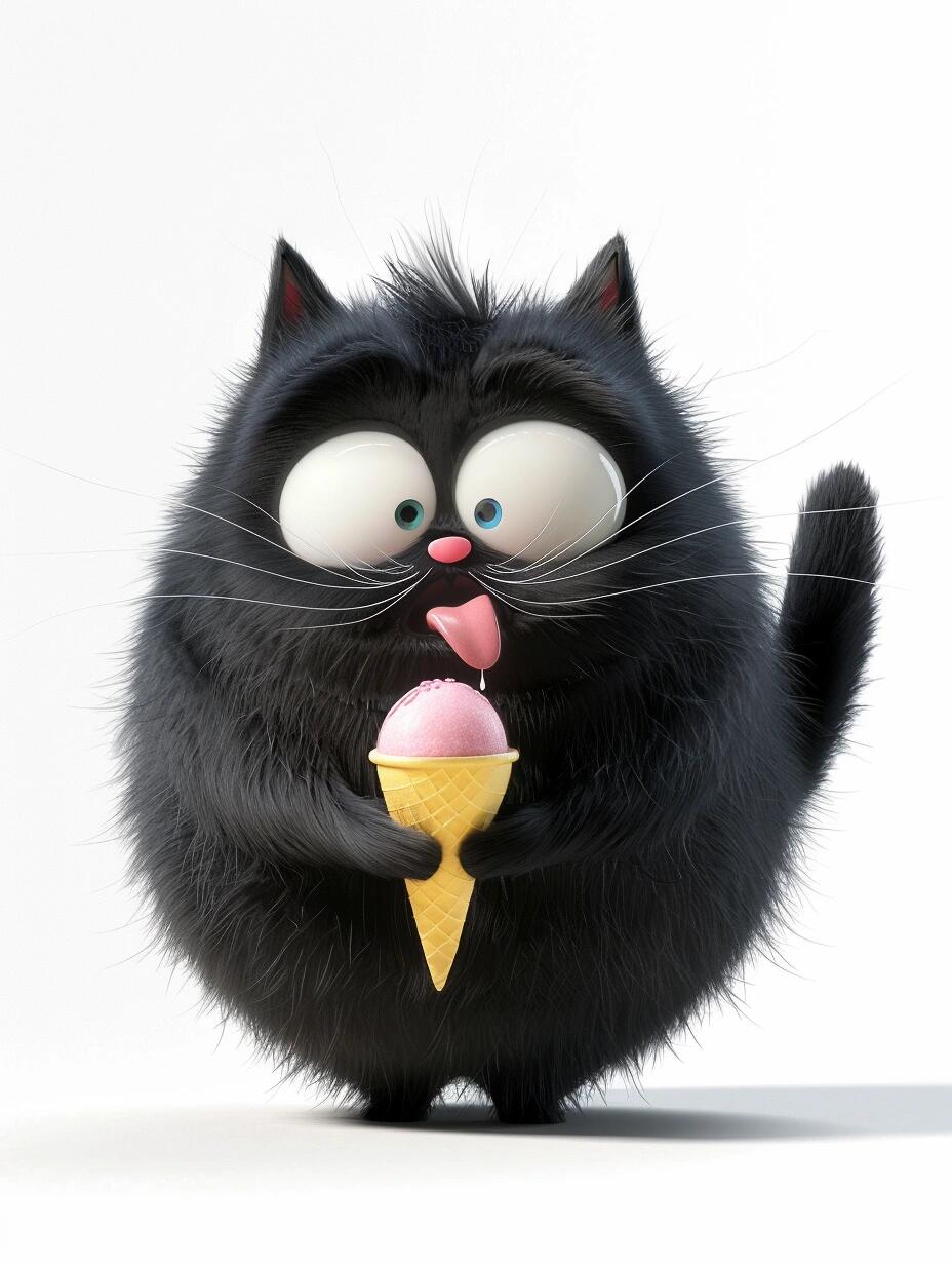 小馋猫:冰淇淋都被萌化了