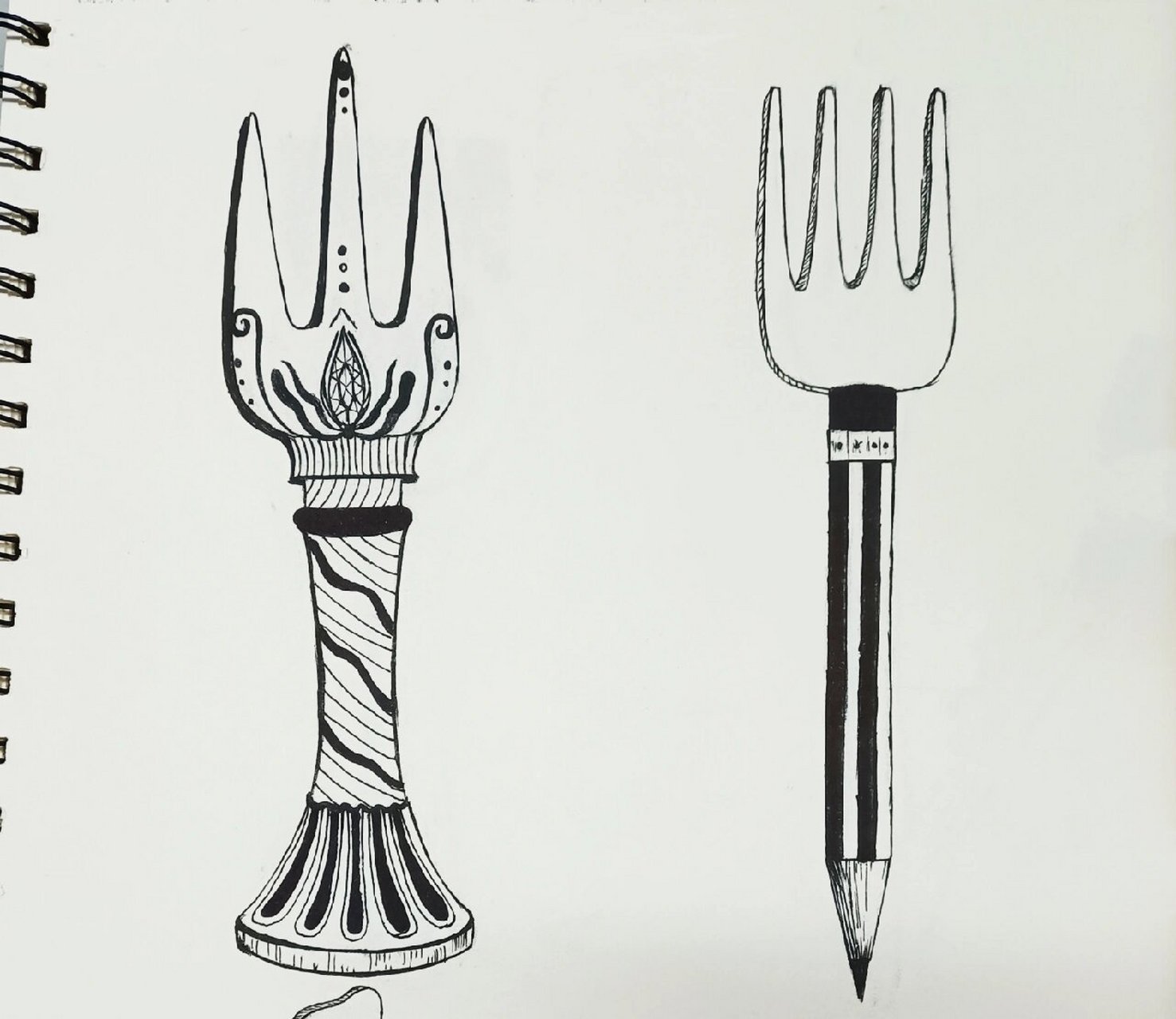 叉子图形创意 换置图形 烛台,铅笔,琴键,绳子#叉子##图形创意