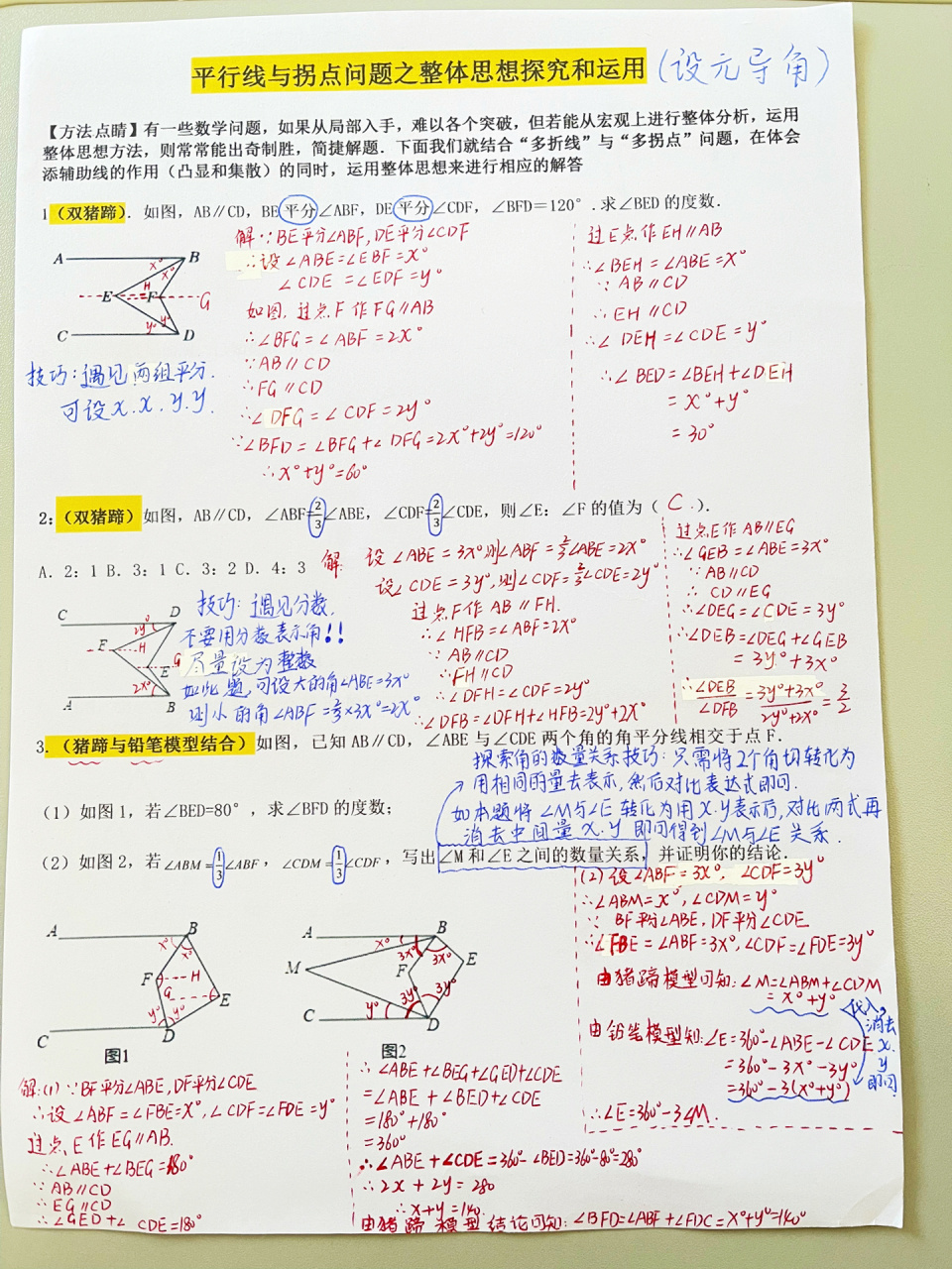 拐点模型之整体思想的探究 技巧总结 1.
