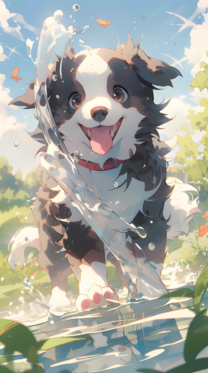 这款抖音动漫可爱萌宠边牧壁纸简