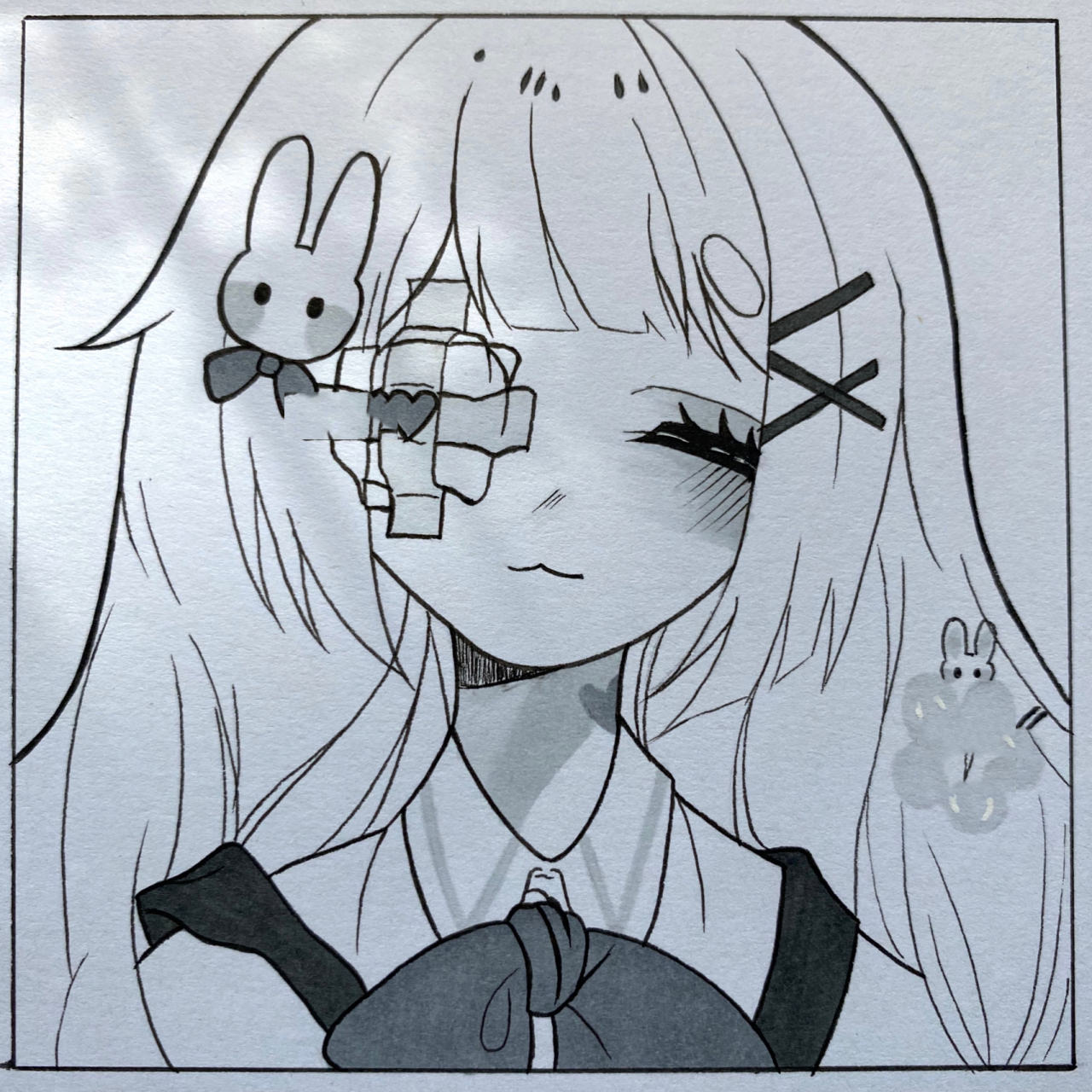 马克笔手绘黑白动漫头像教程 #临摹 我遇见过很多人,他们并没有那么