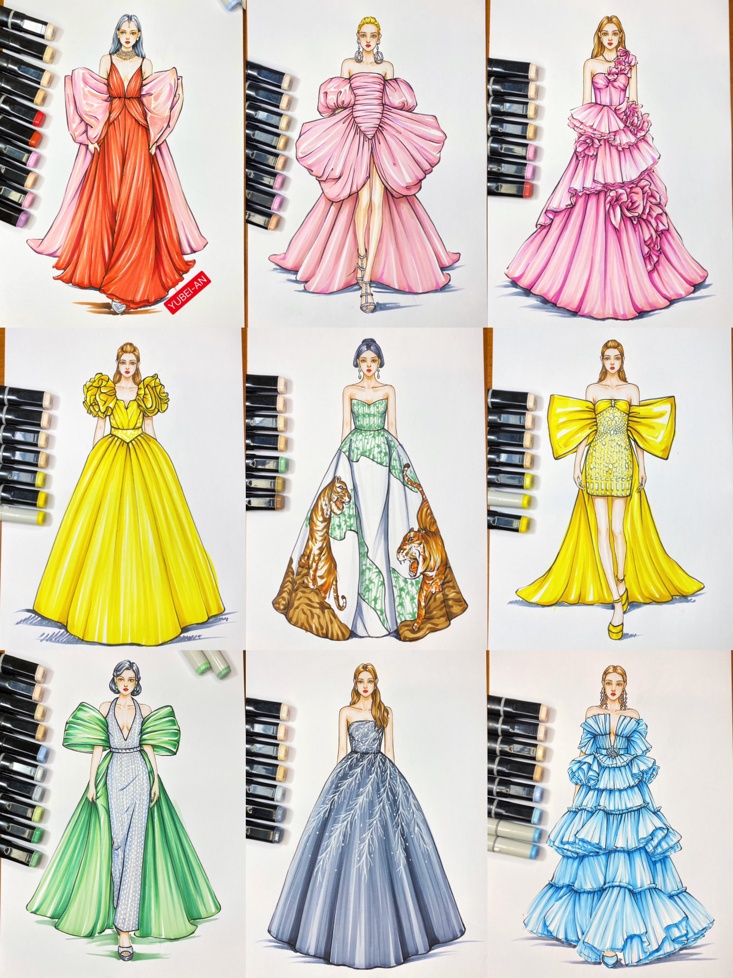 服装手绘9款大礼服合集