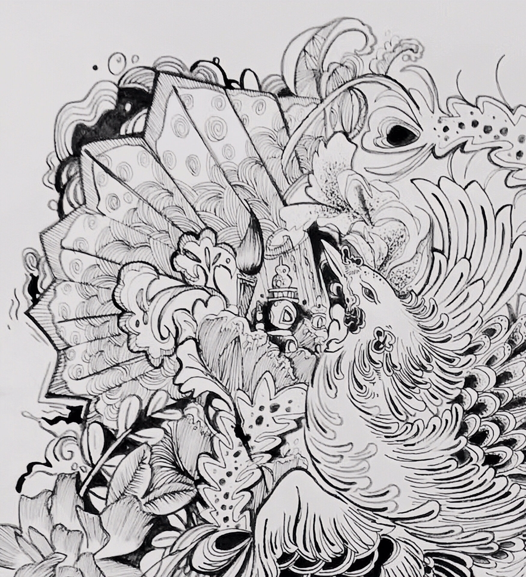 凤凰(黑白装饰画)