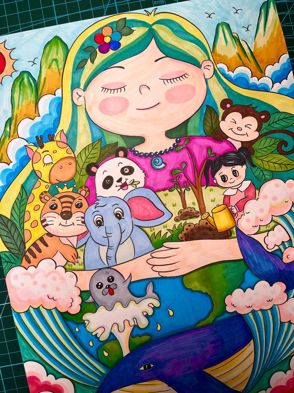 梦想家园保护地球爱护动物主题画 我有一个梦 山河无恙 天下皆安