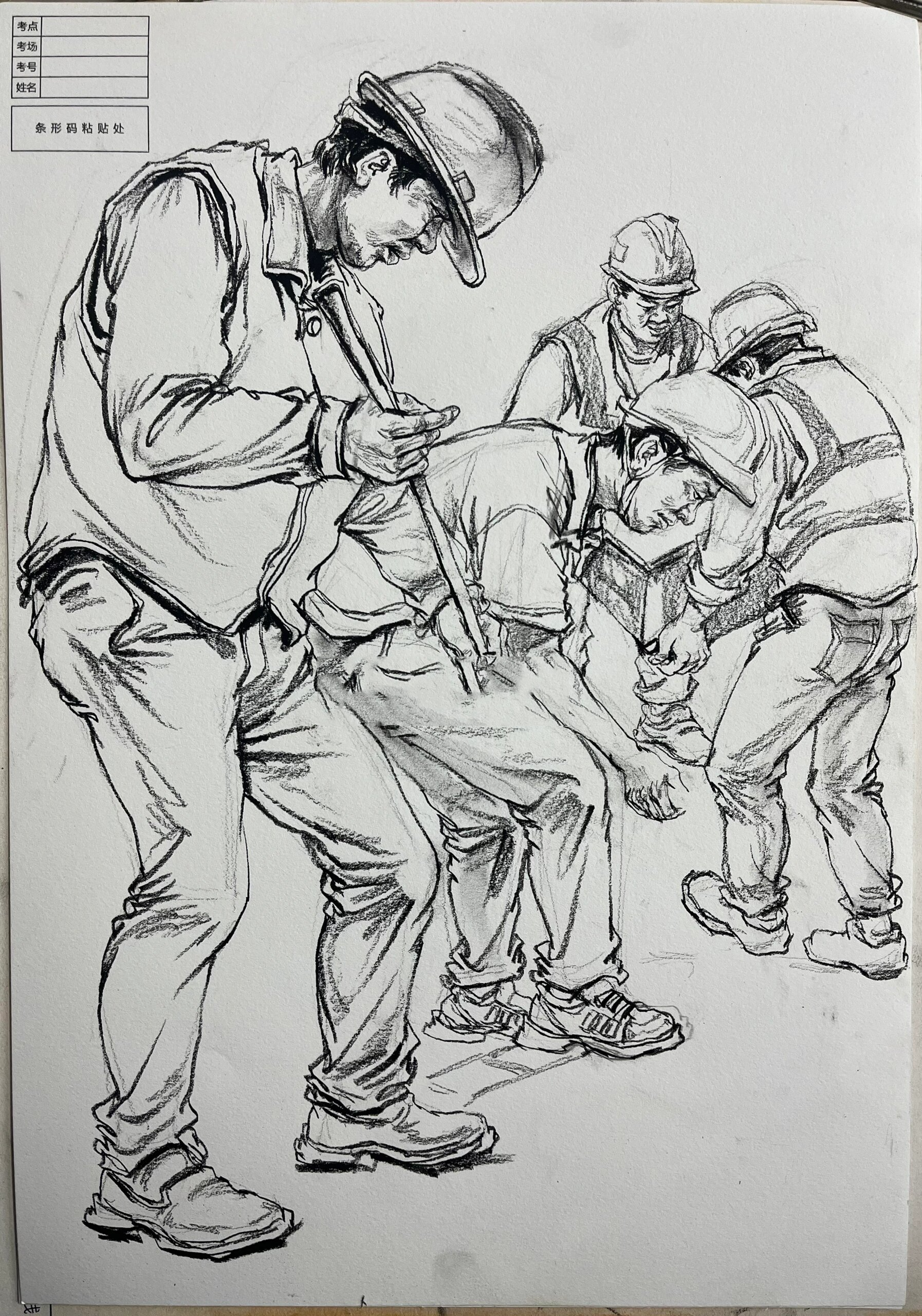 弯腰速写农民工系列速写