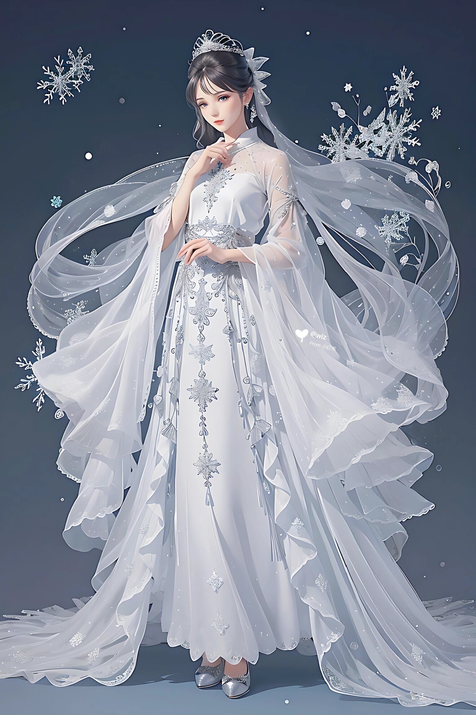 古风插画||霓裳羽衣汉服小仙女 🌸🌸🌸粉色,银色,羽衣,汉服小