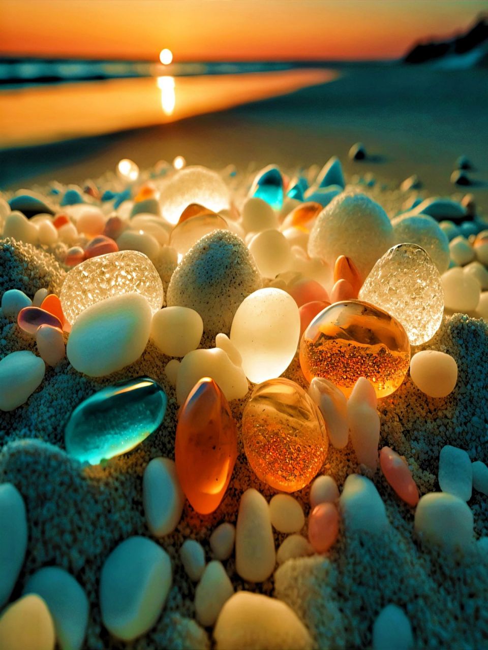 沙滩七彩石头 "被艾特看七彩石是一件非常幸福又浪漫的事″所有美好