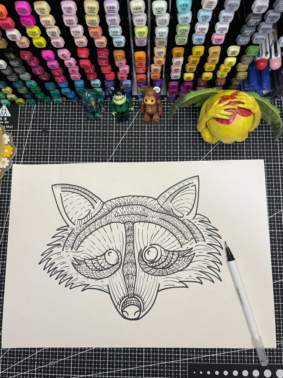 狐狸02|黑白装饰画|含步骤 日常有事没事就来一张练练手 #绘画