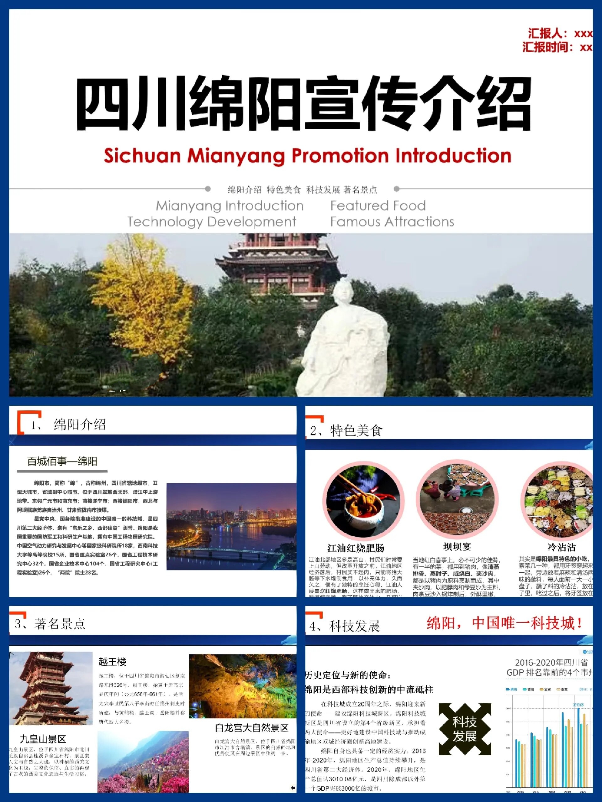 四川绵阳介绍‖家乡宣传ppt模板