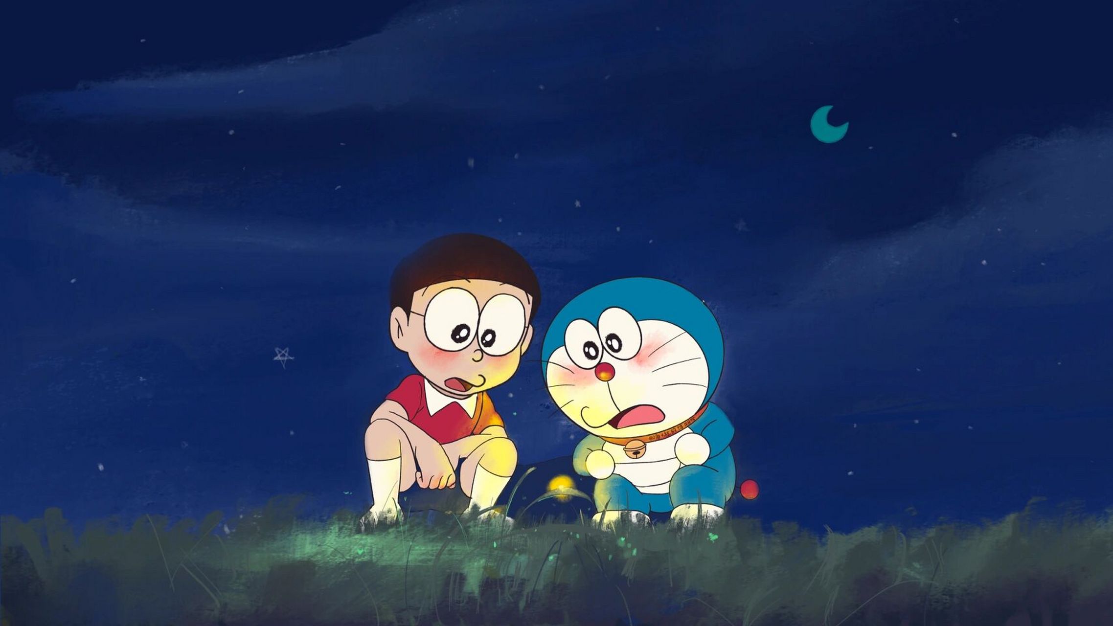 哆啦a梦壁纸,童年里的萤火虫 绘图:哆啦的博物馆7015谢诗yi #简笔