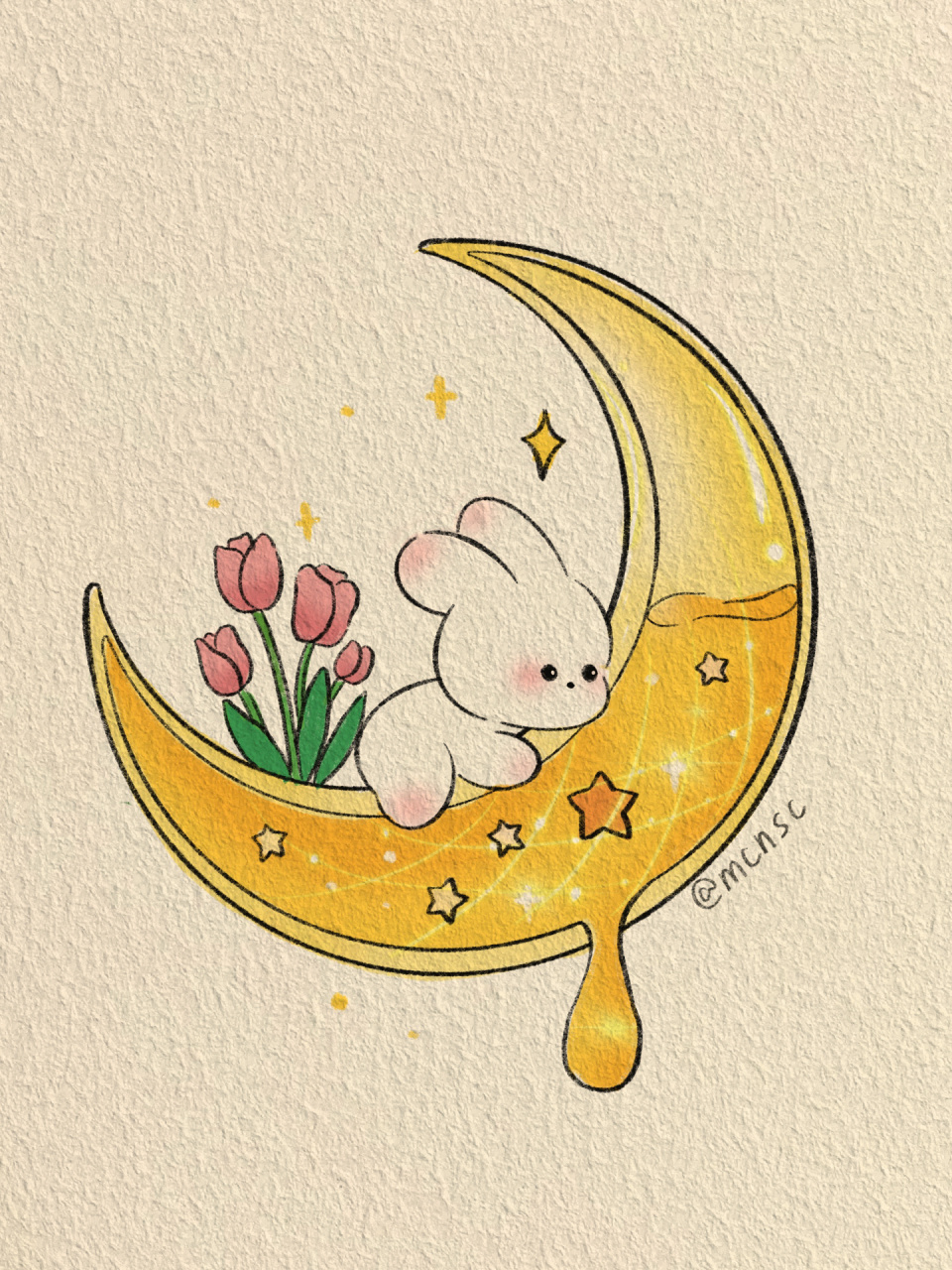月兔简笔画 彩色图片
