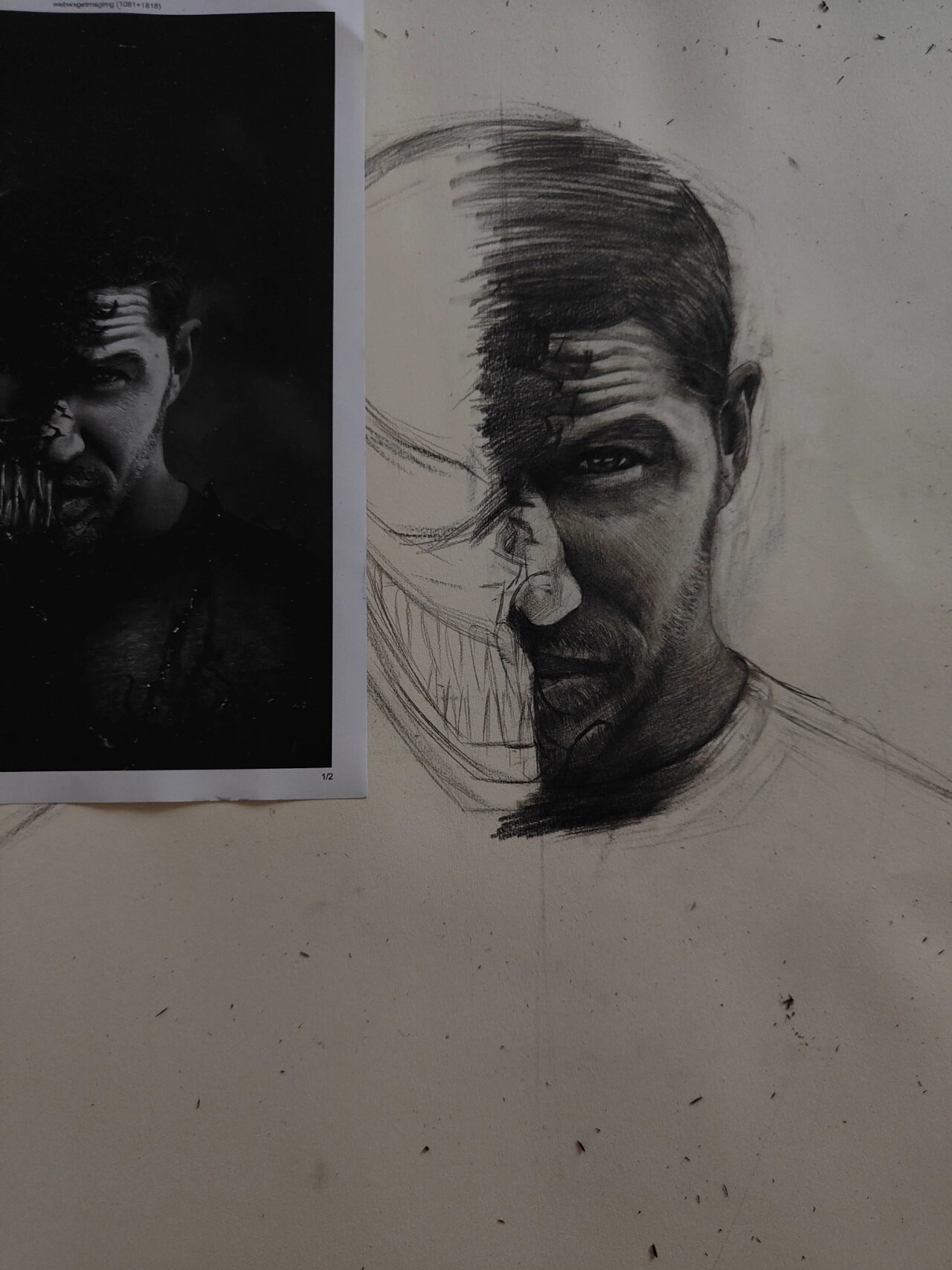 【素描】毒液临摹步骤