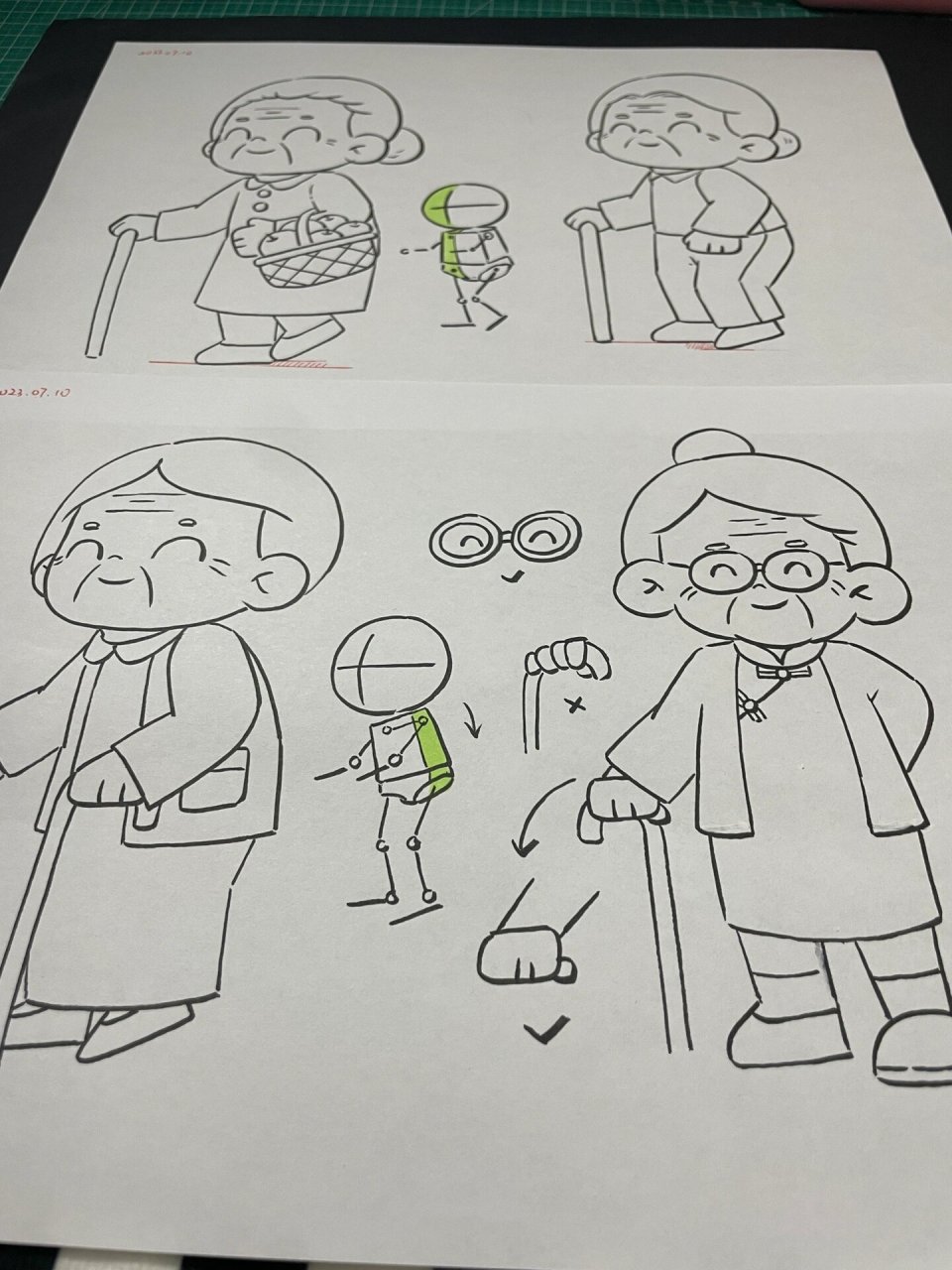 四个老太太简笔画 哎呀 老太太也这么好看