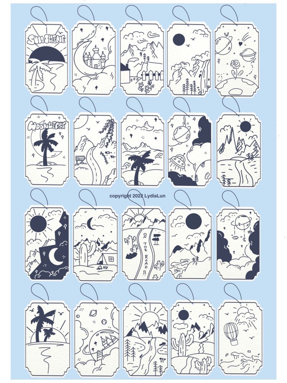 ins风简笔画～一组自然风景书签92 练习简笔画～ 做成书签～ 	 画了