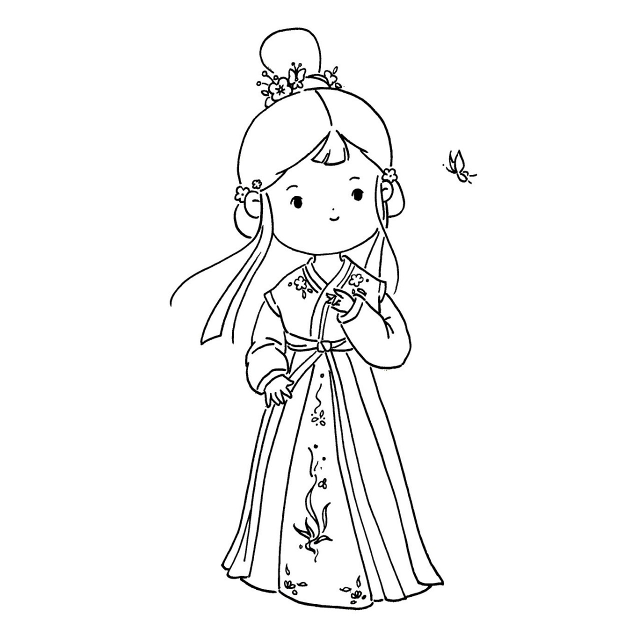 古风简笔画教程92|红衣少女 今日是个红衣少女 快来画一画吧