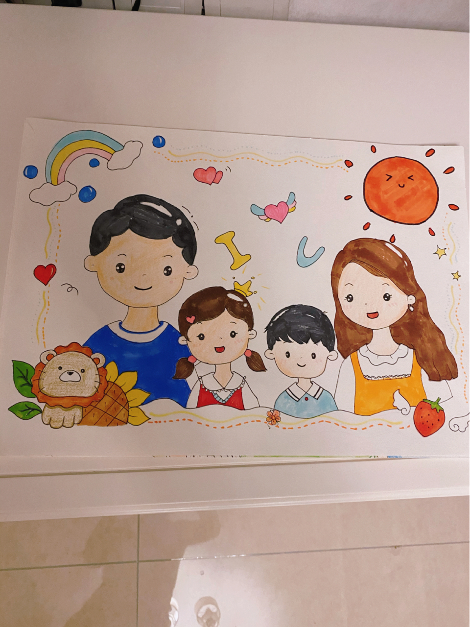 幸福一家人简笔画宝宝图片