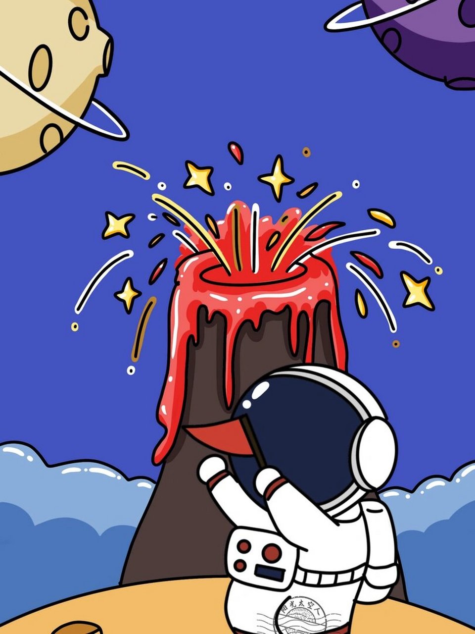 1125 宇航员太空人超清潮图无水印壁纸插画