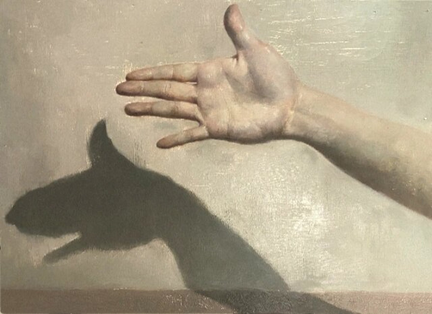 《手影系列之狗》30*40cm 2020年 手影系列三张中的第一张,小时候经常