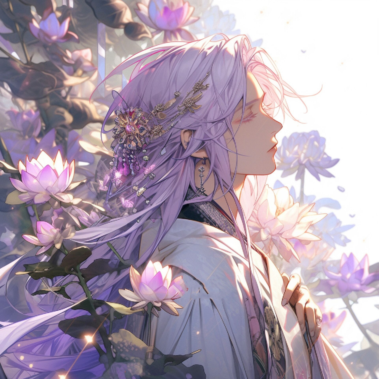 古风紫色长发男生 粉丝要的