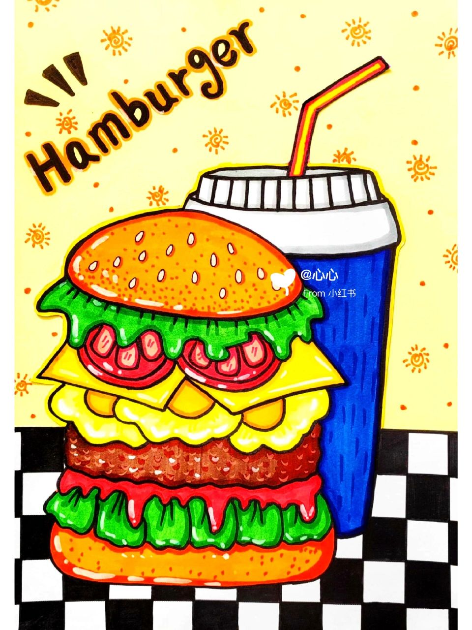 汉堡包创意画美术教案图片