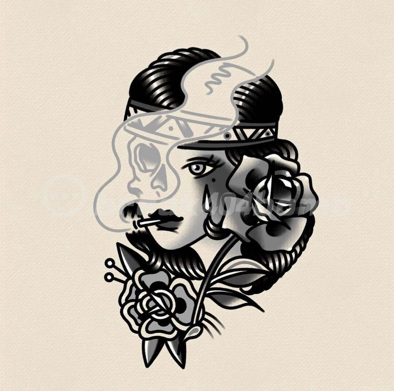 oldschool彩色黑灰拼接花臂素材 拼接花臂素材元素 #纹身# #杭州纹身