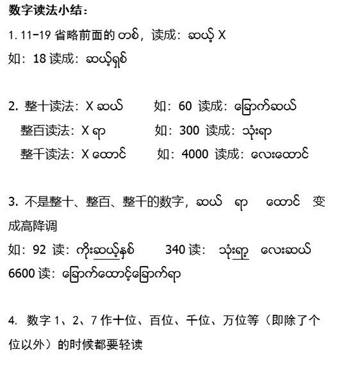 适合初学者学习的缅甸语数字教学~ 学习语言是没有捷径的,只能慢慢