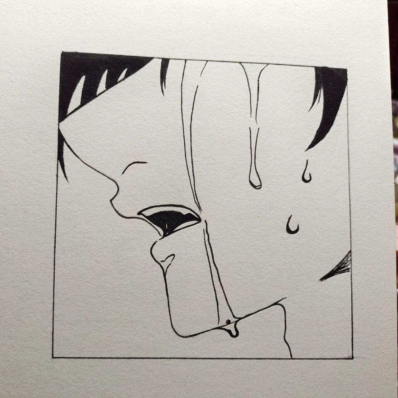 嘴巴还是张的太小了 看起来不够激动 	 临摹至 —————— #简笔画