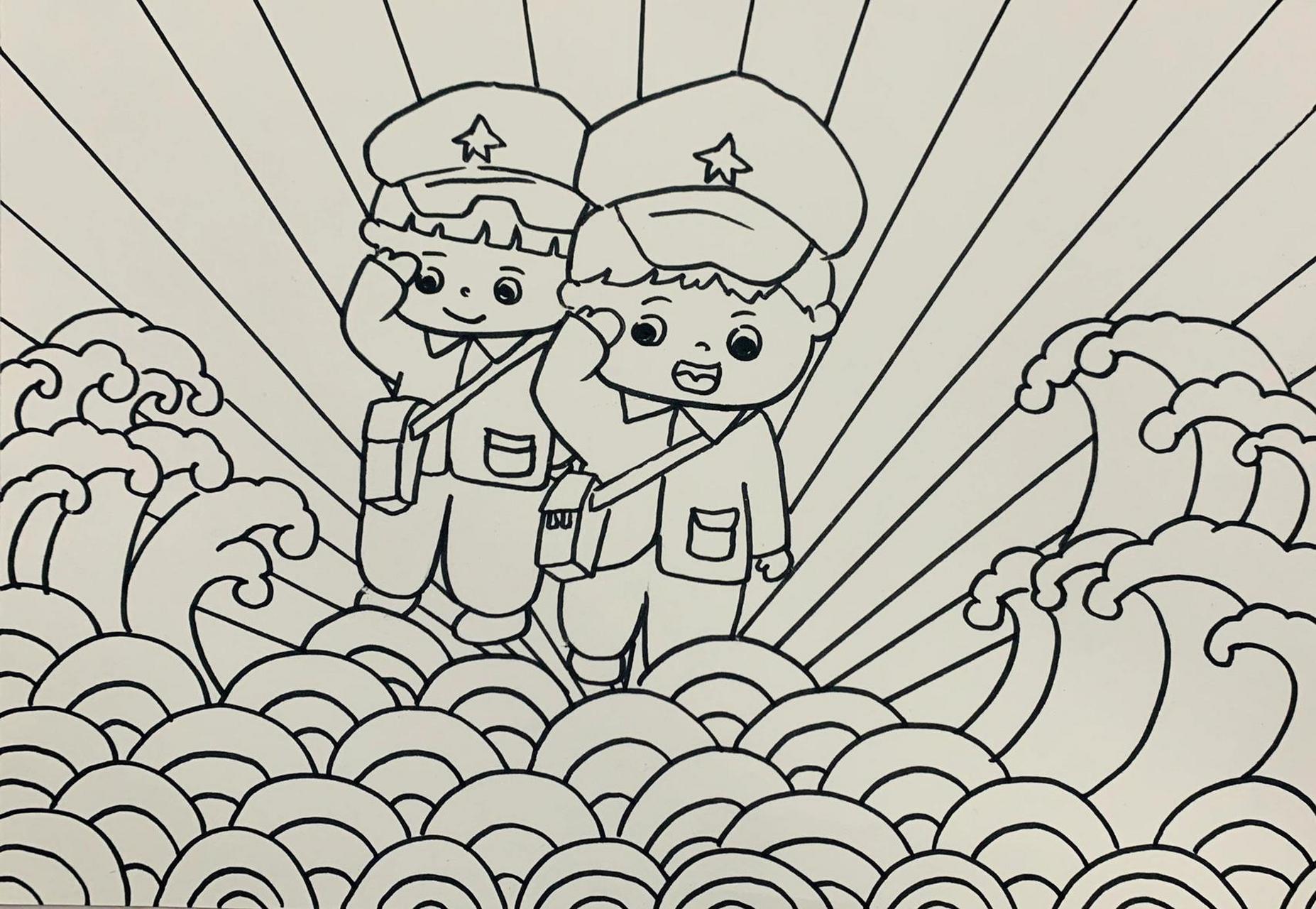 红色主题儿童画 简笔画 红色文化 红色主题儿童画 简笔画 红色文化